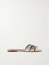Tribute woven metallic leather slides